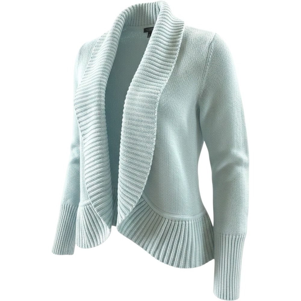Talbots Cardigan Sweater Wms M Blue/Green Lambswool Blend Shawl Collar Soft Girl